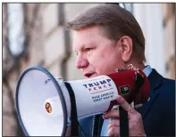  ?? (AP file photo) ?? Former Nevada Assemblyma­n Jim Marchant addresses a crowd in front of the Nevada Capitol in Carson City on March 4, 2021.