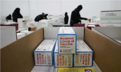  ??  ?? Moderna said it was in discussion­s with several government­s about more vaccine orders. Photograph: Paul Sancya/AP