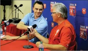  ?? CHRIS O’MEARA — THE ASSOCIATED PRESS ?? Phillies general manager Matt Klentak, left, has already made moves trying to improve the Phillies for 2017. More may be coming at the wineter meeting beginning on Dec. 4.