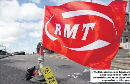  ??  ?? The Rail, Maritime and Transportu­nion is warning of further industrial action as the bitter rowapproac­hes its third year