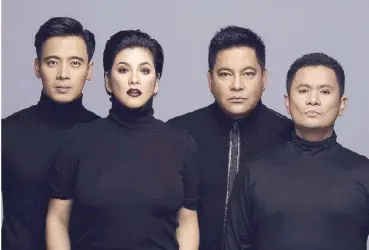  ??  ?? Erik (with, from left, Regine Velasquez, Martin Nievera and Ogie Alcasid): It’s something I prayed for — to share the stage with people I look up to.