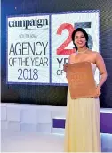  ??  ?? BBDO Lanka Senior Account Director Chanithi Gunasekera with the ‘Rest of South Asia Agency of the Year - Bronze’ award awarded to BBDO Lanka in Mumbai, India