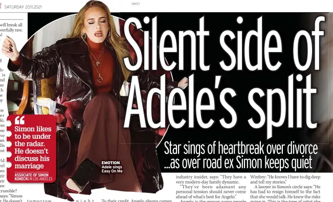  ?? ?? EMOTION Adele sings Easy On Me