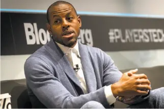  ?? David Paul Morris / Bloomberg ?? The Warriors’ Andre Iguodala, a longtime tech investor, said times have changed. “Now you see the landscape changing with athletes becoming more business savvy,” he said.