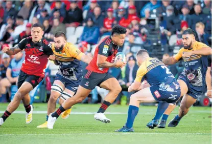  ?? Photo / Getty Images ?? Crusaders wing Leicester Fainga’anuku continued his dazzling early-season form with two tries against the Brumbies last night.