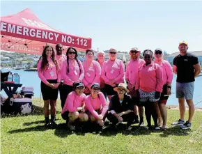  ?? Picture: SUE MACLENNAN ?? SAFETY CHAMPIONS: Clinton Millard, right, with NSRI members and other volunteers at the launch of the NSRI’s Survival Swimming programme in Port Alfred on November 18.