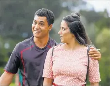  ??  ?? JAMES Rolleston and Madeleine Sami in the new Kiwi comedy The Breaker Upperers.