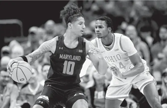  ?? Dylan Buell/getty Images ?? Julian Reese was one of just two Maryland players to score in double figures in the loss to Ohio State. The Terps are tied with Indiana, Iowa and Northweste­rn in the Big Ten.
