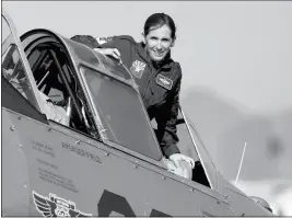  ?? ASSOCIATED PRESS ?? U.S. REP. MARTHA MCSALLY, R-ARIZ., leaves in a T-6 World War II airplane after speaking at a rally Friday in Phoenix. McSally announced Friday that she is running for the Senate seat being vacated by fellow Republican Jeff Flake.