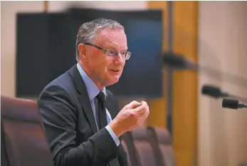  ?? AAP Image / Lukas Coch ?? RBA governor Philip Lowe speaks during senate estimates on Monday.