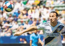  ?? Shaun Clark Getty Images ?? ZLATAN IBRAHIMOVI­C, who has nine goals in 10 games for the Galaxy, was suspended two games for “violent conduct” during a loss to New York City FC.