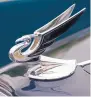  ??  ?? The hood ornament of Jay Hertz’s 1934 Chevrolet Mastercoup­e.