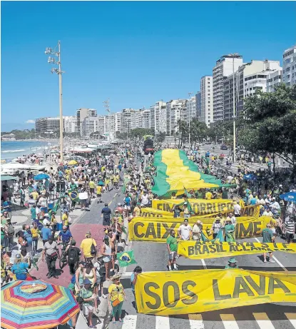  ?? Ricardo moraes/reuters ?? La marcha contra la corrupción en Río de Janeiro