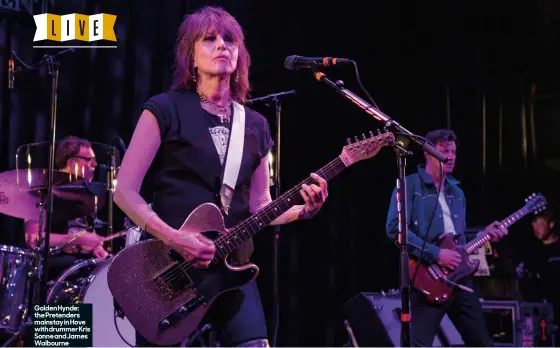  ?? ?? Golden Hynde: the Pretenders mainstay in Hove with drummer Kris Sonne and James Walbourne