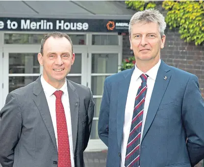  ?? Picture: Graeme Hart. ?? Merlin ERD’s Iain Hutchison, left, will hand over the reins to Ron Ramage.