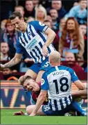  ??  ?? OFF DAY: Mooy received a second yellow card for this foul on Grealish
