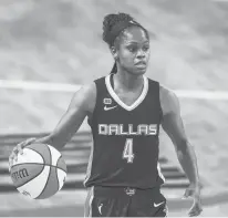  ?? DANNY KARNIK/AP ?? Wings guard Moriah Jefferson in action against the Atlanta Dream in May 2021 in College Park, Georgia.