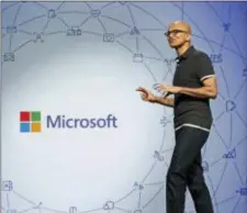 ?? ELAINE THOMPSON — THE ASSOCIATED PRESS ?? Microsoft CEO Satya Nadella delivers the keynote address at Build, the company’s annual conference for software developers Monday in Seattle.