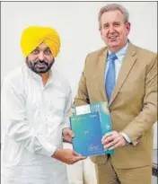  ?? ANI ?? Punjab CM Bhagwant Mann with Australia’s high commission­er to India Barry O’farrell in Chandigarh on Wednesday.