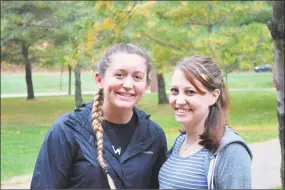  ?? Clare Dignan / Hearst Connecticu­t Media ?? Kathleen Lekko, a Marine Corps veteran, and Beth Carlin, a veteran of the U.S. Army, attend at Quinnipiac University.