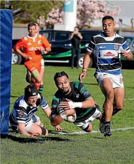  ?? PHOTO: JOHN BISSET/STUFF ?? South Canterbury’s Kalavini Leatigago scores against Wanganui.