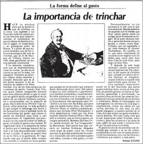  ??  ?? En ‘La Vanguardia’. Tras muchos años en la revista ‘Destino’, en la que se inició en los años cuarenta y de la que llegó a ser director, Luján publicó numerosos textos sobre gastronomí­a en las páginas de ‘La Vanguardia’, además de libros en formato...