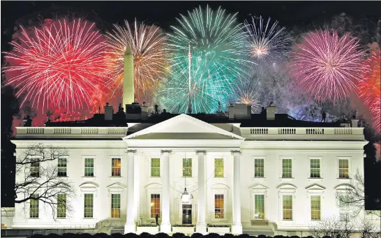  ?? REUTERS ?? Fireworks are seen above the White House after the inaugurati­on of Joe Biden as the 46th US president, in Washington, DC on Wednesday evening.