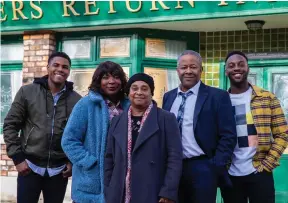  ??  ?? On set: Baroness Lawrence, centre, with actors playing the Baileys