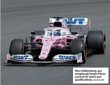  ?? PHOTO AFP ?? Nico Hülkenberg, qui remplaçait Sergio Pérez, a pris la 13e place aux qualificat­ions.