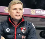  ??  ?? ALL IN HIS ED Bournemout­h boss Eddie Howe gave advice