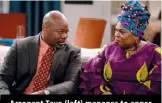  ??  ?? Arrogant Tayo (left) manages to anger Abishola’s aunt Olu (Shola Adewusi).