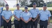  ?? SUBMITTED BY THERESA OLSEN ?? From left, Capt. Eric Kalbhenn, WO11 Trent Olsen, Capt. Theresa Olsen CO, Sgt. Logan Campbell and Maj. Joe Nearing. Logan Campbell and Trent Olsen received their glider wings last month in Debert.