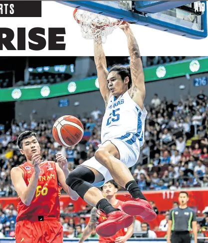  ??  ?? Time will come when the Philippine­s won’t be able to merely dunk their way past hapless Southeast Asian rivals.