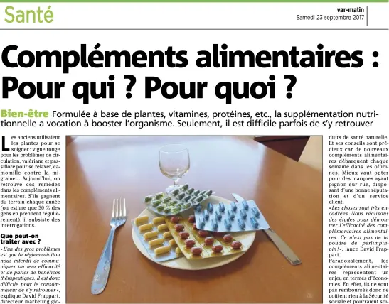  ?? (Photo Ax. T.) ?? Le premier congrès Complément­s alimentair­es et innovation s’est tenu à Saint-Raphaël les  et  septembre dernier.