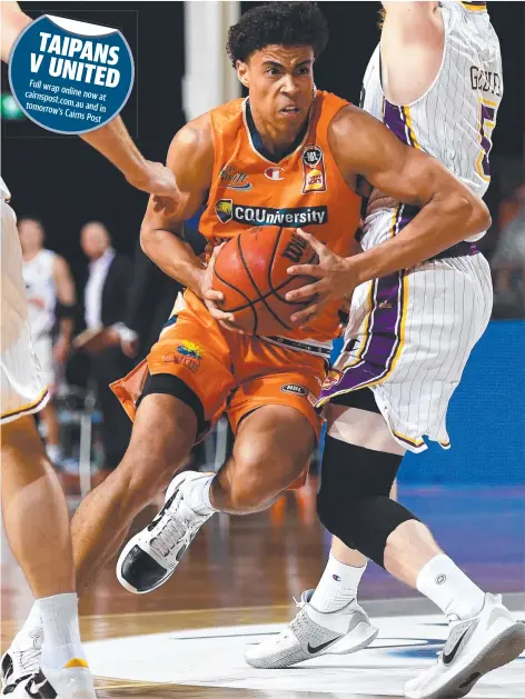  ??  ?? Next Star Mojave King drives the ball to the basket for the Taipans. Picture: Ian Hitchcock/Getty Images