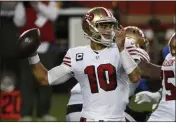  ?? NHAT V. MEYER — BAY AREA NEWS GROUP ?? 49ers quarterbac­k Jimmy Garoppolo was 3-3 as a starter this season with 1,096 yards, seven touchdowns and five intercepti­ons. Head coach Kyle Shanahan does not plan to play Garoppolo the remaining two games.