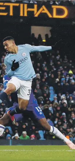  ?? Reuters ?? Manchester City’s Gabriel Jesus scores his and the team’s second goal after going 118 days without scoring