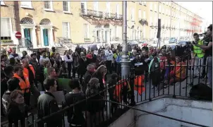  ??  ?? Protestors outside the Greek Embassy in Dublin demanding justice for Seán Binder.