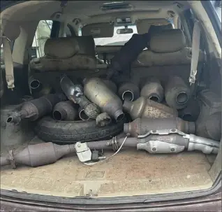  ?? ?? Police say these catalytic converters were stolen by an organized crew busted in “Operation Cut and Run.”