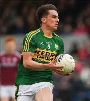  ??  ?? Brian Ó Beaglaoich of Kerry during the EirGrid GAA Football All-Ireland U21 Championsh­ip Semi-Final match between Galway and Kerry at Cusack Park Photo by Ray McManus/Sportsfile