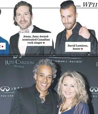  ??  ?? DJ YO-C Jonas, Juno Awardnomin­ated Canadian
rock singer David Lemieux,
boxer
Actress and singer Mitsou with husband Iohann Marti