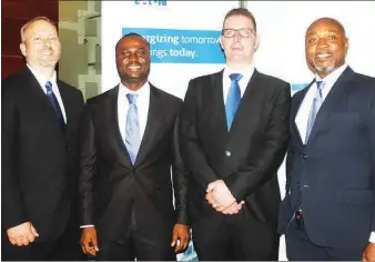  ??  ?? L-R: Head, Mining Africa, Eaton, Mr. Trevor Sansom; Country Manager, Nigeria Eaton, Mr. Temitayo Awojole; Head, Commercial Constructi­on Africa, Eaton, Mr. Piete Van Den berg; and Regional Sales Manager, West Africa, Eaton, Mr. Charles Iyo, at the...