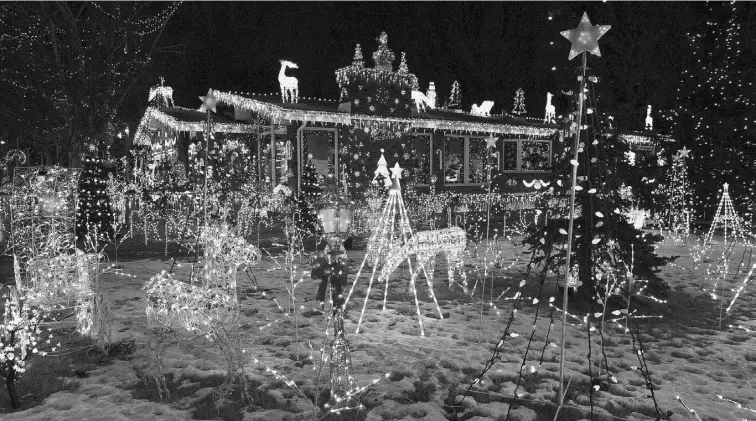  ?? BRUCE EDWARDS/ EDMONTON JOURNAL FILES ?? Canadian Tire’s Allison Duffy says there’s no such thing as too many Christmas lights, but there are ways to keep your yard looking unified.