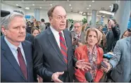  ?? THE ASSOCIATED PRESS] [J. SCOTT APPLEWHITE/ ?? Sen. Richard Shelby, the top Republican on the bipartisan group working to craft a border security compromise, is joined by Sen. John Hoeven, left, and Sen. Shelley Moore Capito on Wednesday in Washington.