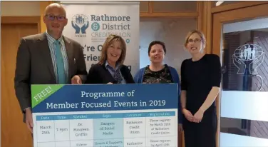  ??  ?? Mark Hussey, CEO of Rathmore Credit Union with staff members Tess Vaughan and Mary Roche, and Mary Creedon of IRD Duhallow.