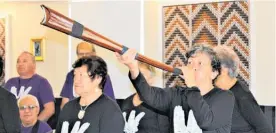  ??  ?? Opening the waiata with a traditiona­l taonga pu¯ oro.