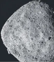  ?? ?? Asteroid Bennu, imaged by NASA’s Osiris-Rex spacecraft, is just under 500m across. There is a chance that some day it will collide with Earth.
Picture: NASA/Goddard/University of Arizona