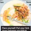  ??  ?? Pace yourself: Put your fork down between mouthfuls