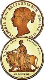  ??  ?? Coining it in...the rare gold £5 Victoria Una and the Lion coin, sold for £1.06m