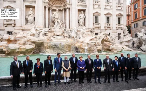  ?? ?? World leaders at the Trevi fountain during the G20 Summit in Rome